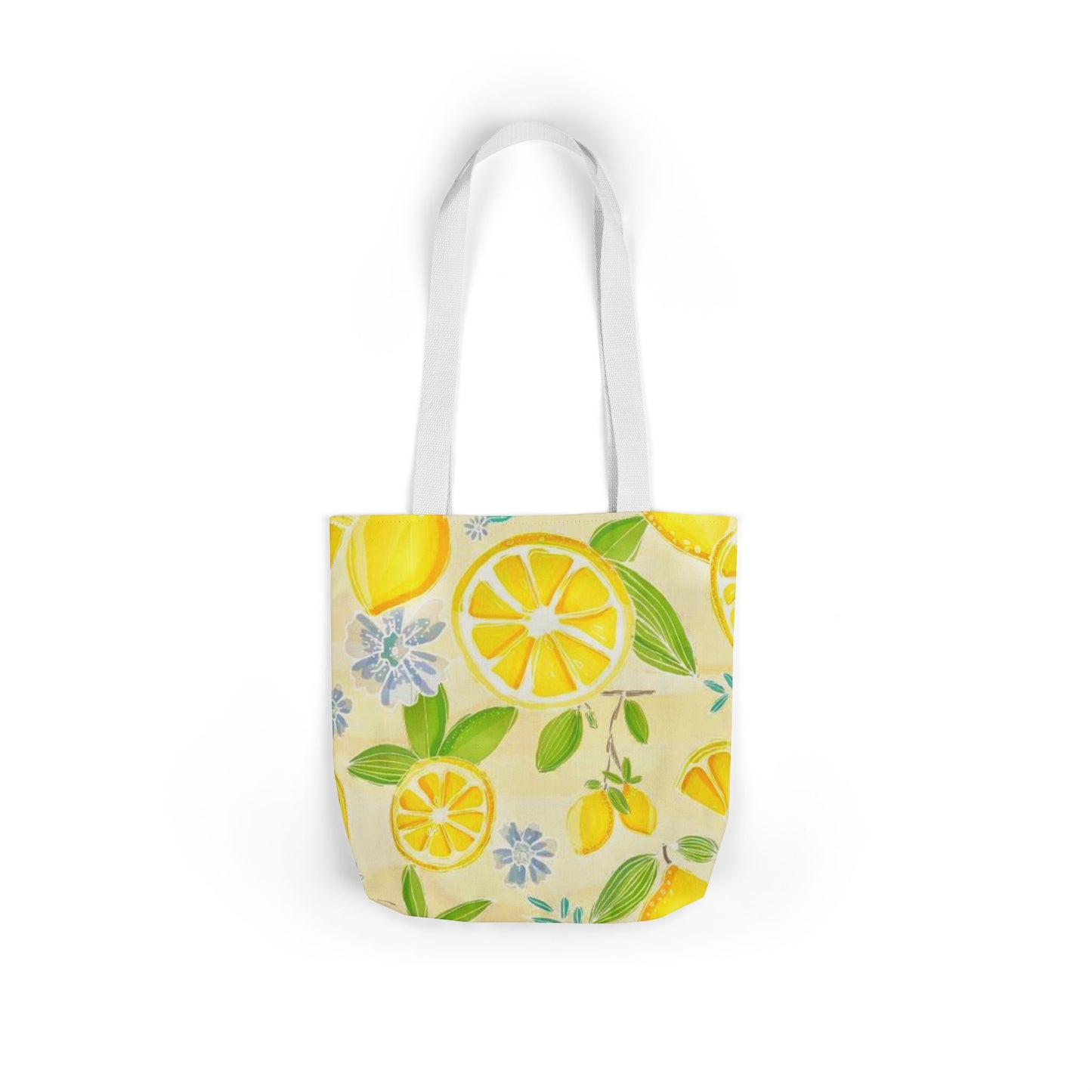 Lemon Print Canvas Tote Bag with 5-Color Straps - Perfect for Summer Outings and Eco-Friendly Shopping