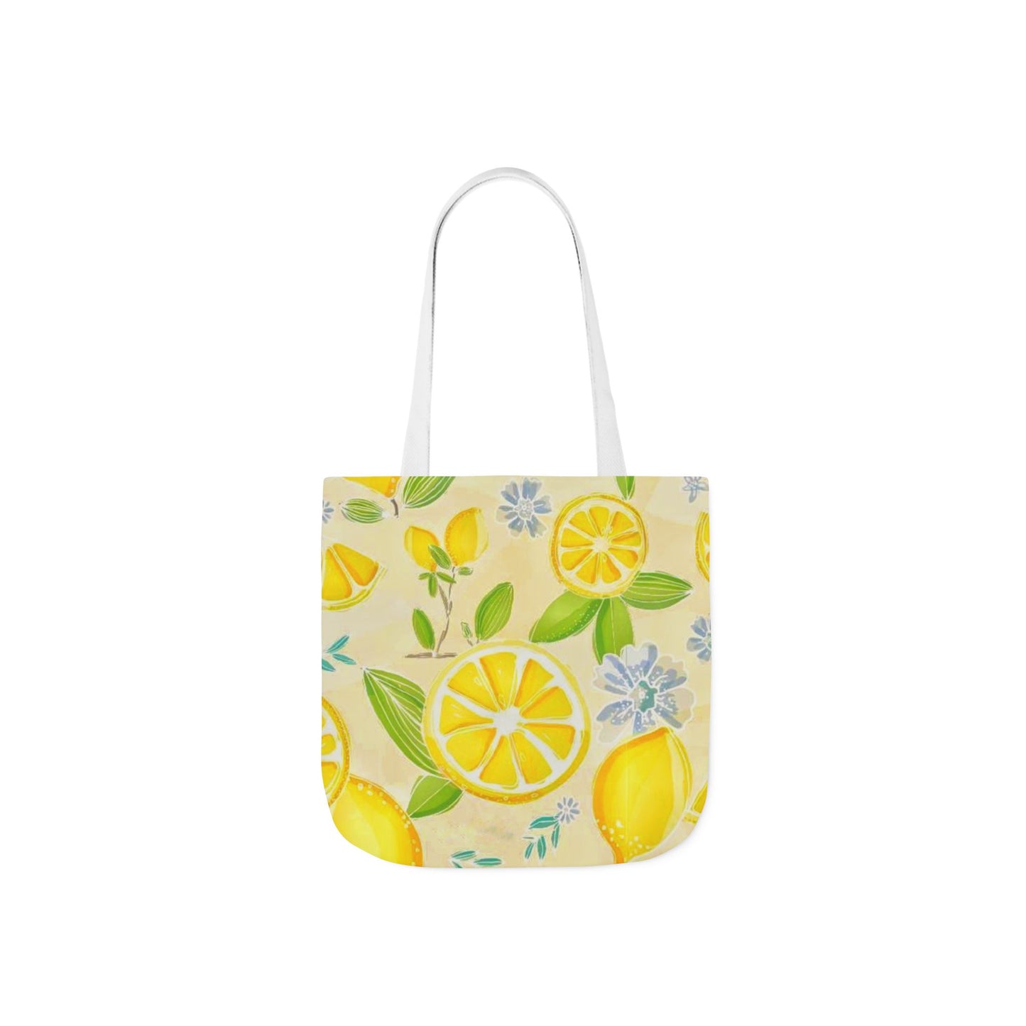 Lemon Print Canvas Tote Bag with 5-Color Straps - Perfect for Summer Outings and Eco-Friendly Shopping
