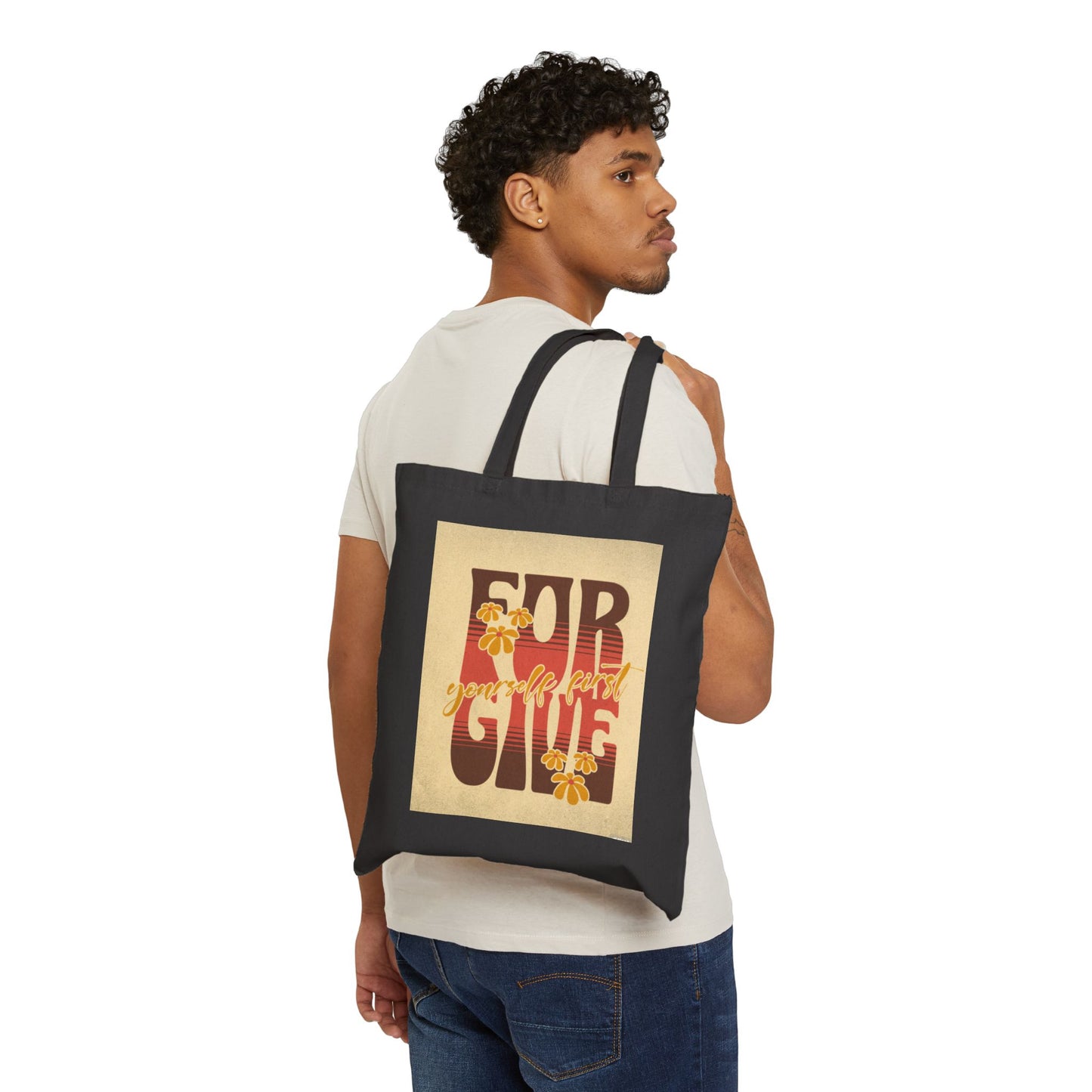 FORGIVE YOURSELF FIRST Cotton Canvas Tote Bag