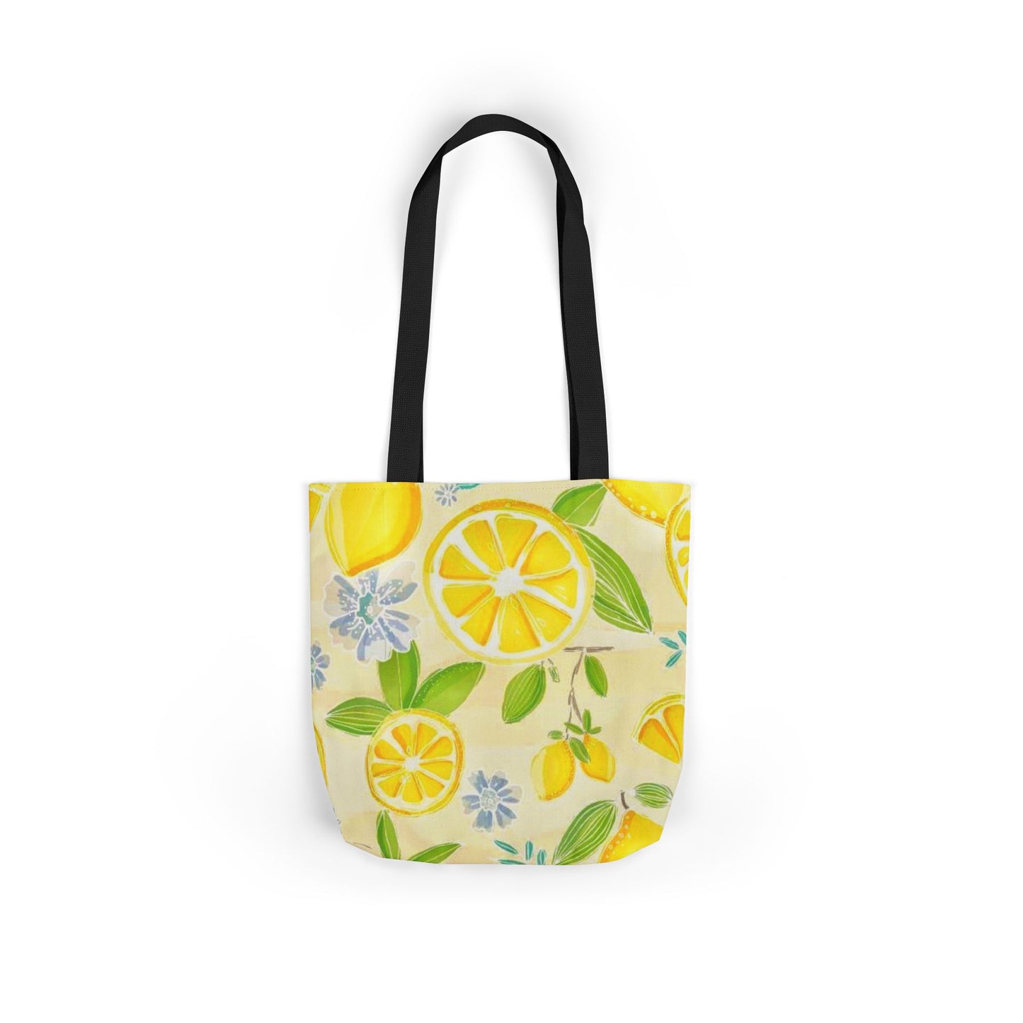 Lemon Print Canvas Tote Bag with 5-Color Straps - Perfect for Summer Outings and Eco-Friendly Shopping