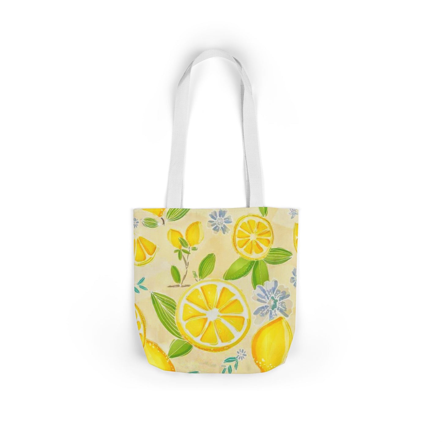 Lemon Print Canvas Tote Bag with 5-Color Straps - Perfect for Summer Outings and Eco-Friendly Shopping