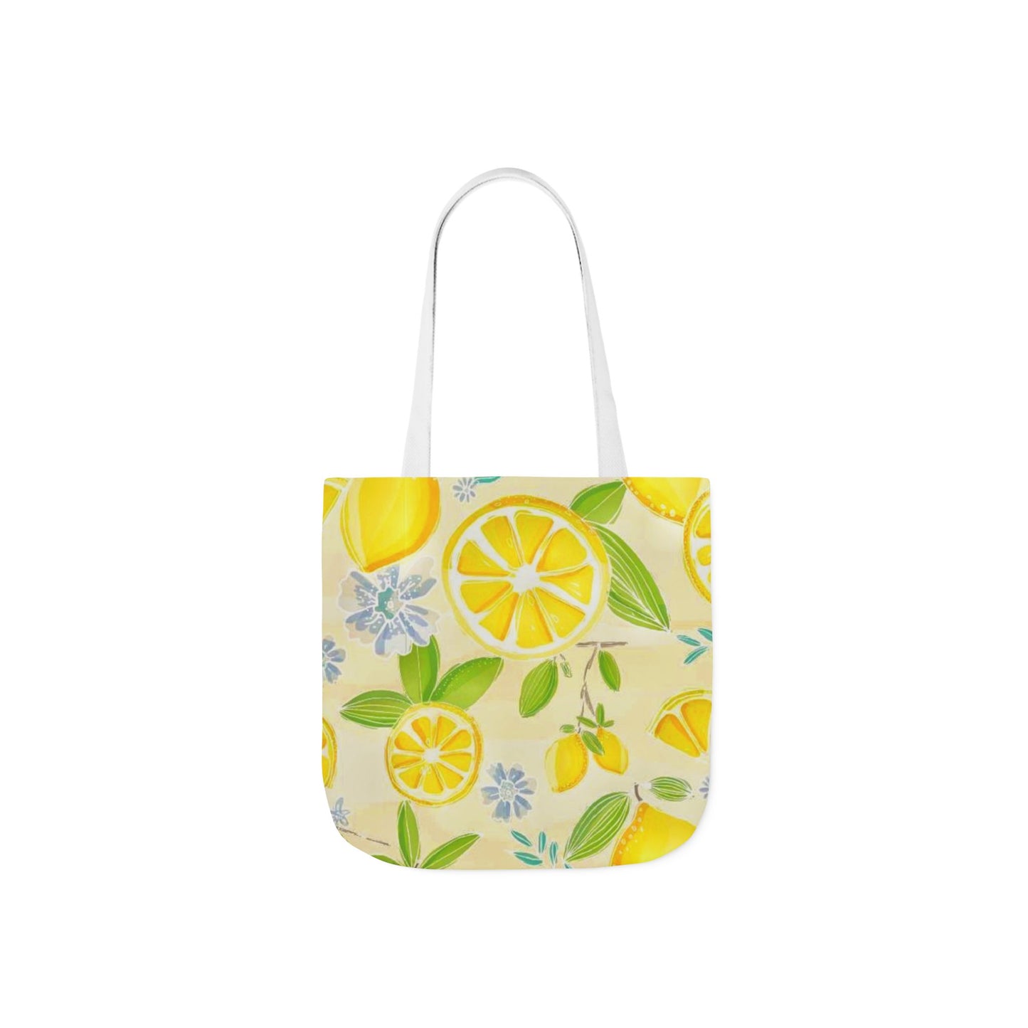 Lemon Print Canvas Tote Bag with 5-Color Straps - Perfect for Summer Outings and Eco-Friendly Shopping