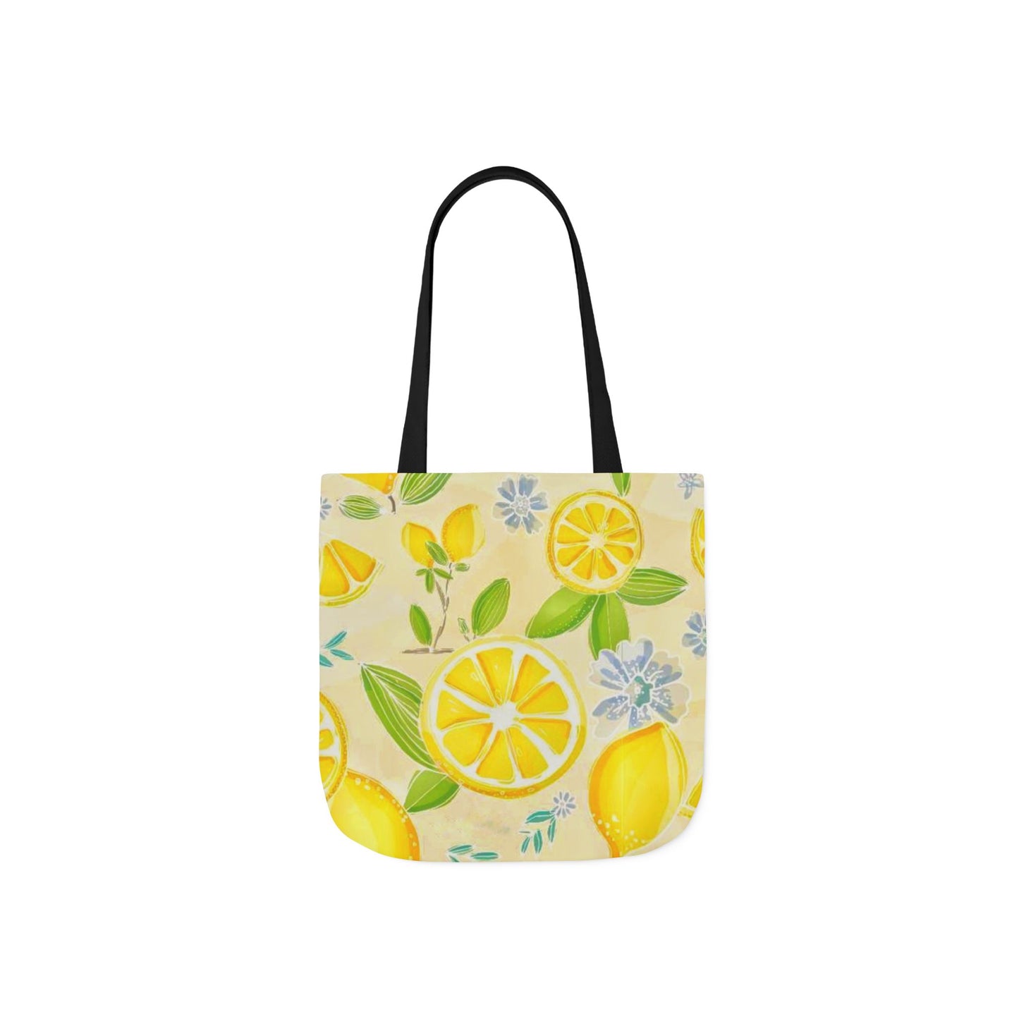Lemon Print Canvas Tote Bag with 5-Color Straps - Perfect for Summer Outings and Eco-Friendly Shopping