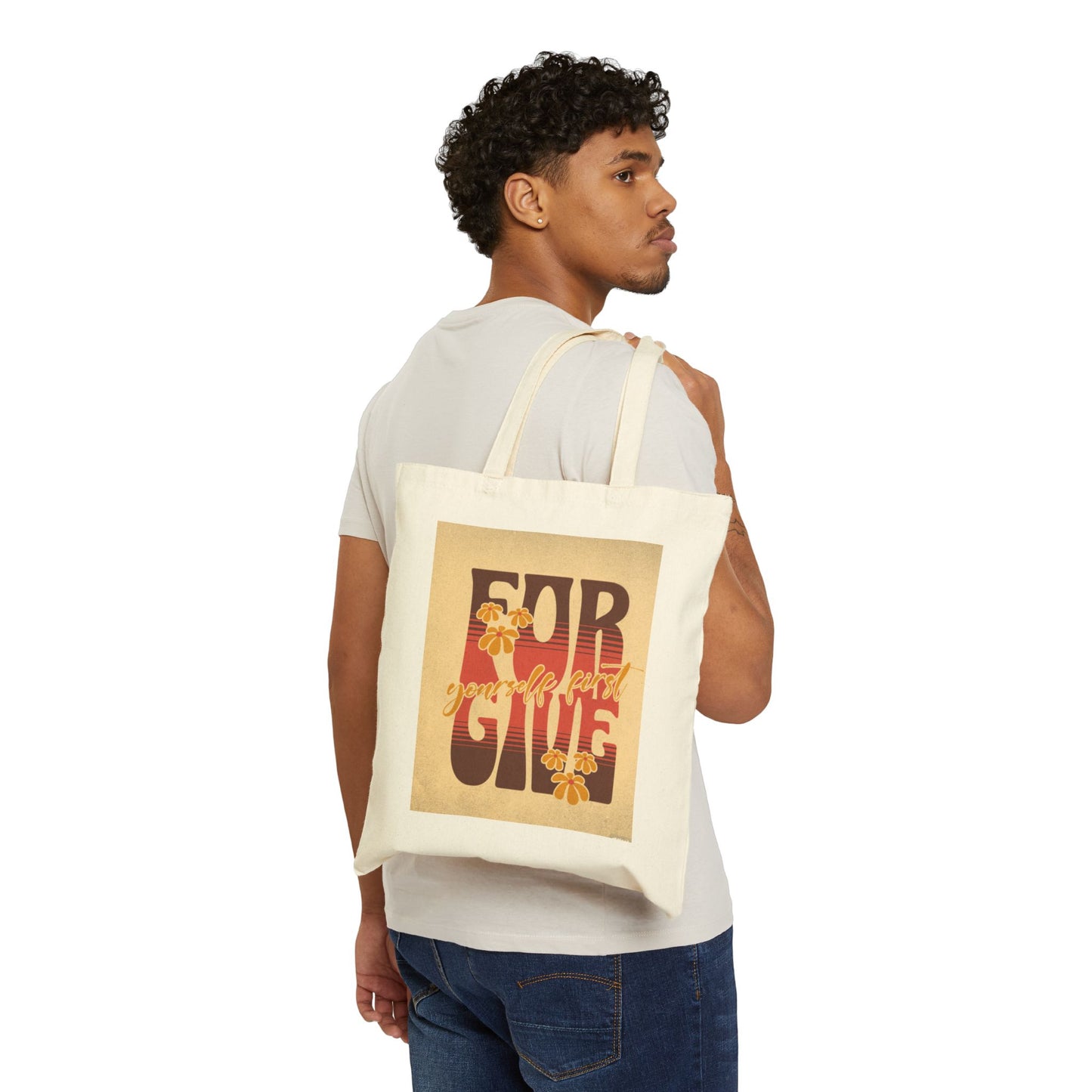 FORGIVE YOURSELF FIRST Cotton Canvas Tote Bag