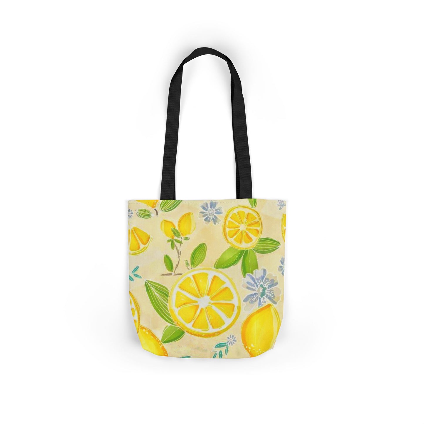 Lemon Print Canvas Tote Bag with 5-Color Straps - Perfect for Summer Outings and Eco-Friendly Shopping