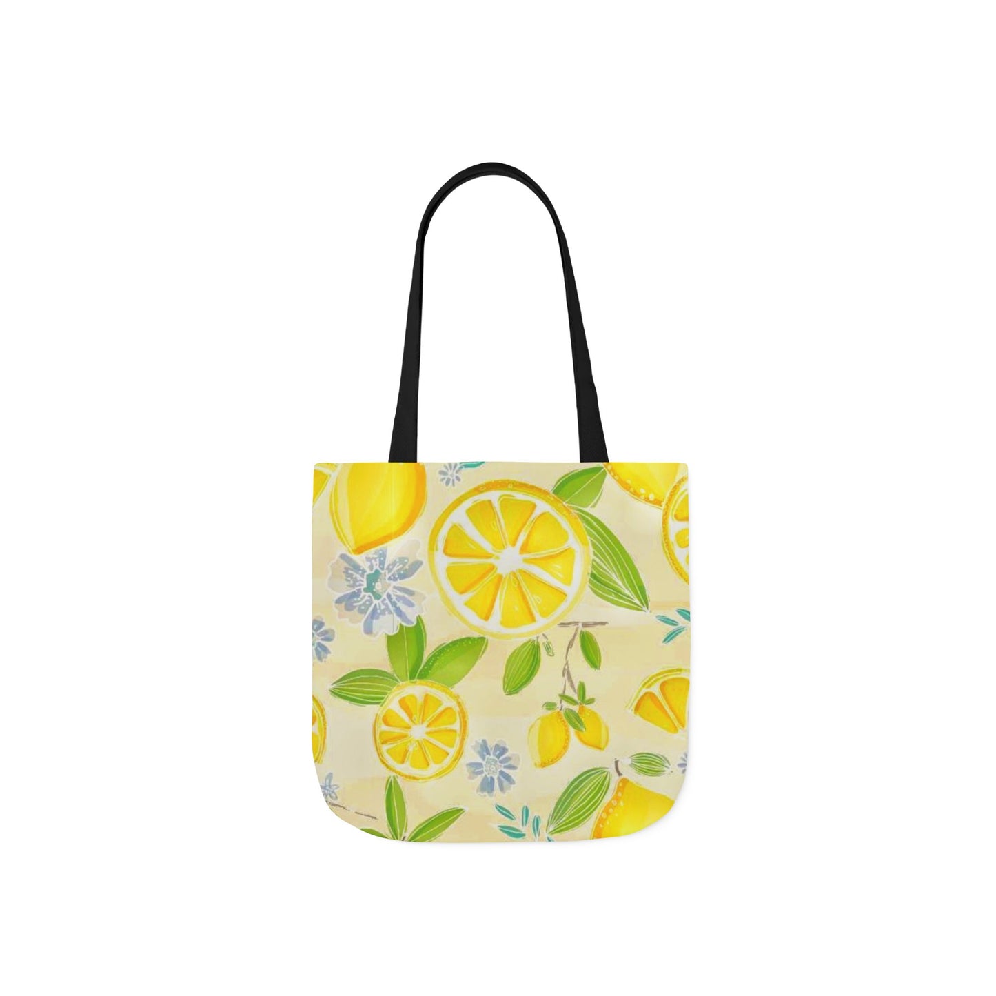 Lemon Print Canvas Tote Bag with 5-Color Straps - Perfect for Summer Outings and Eco-Friendly Shopping
